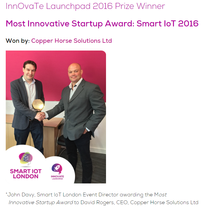 Copper Horse wins Most Innovative Startup Award